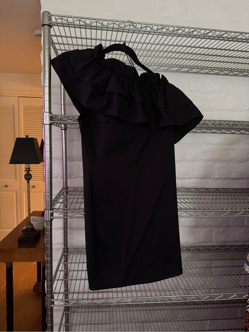 H&M Black One-Shoulder Ruffle Dress